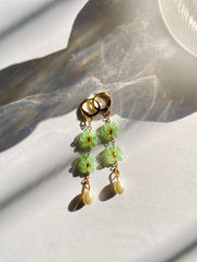 Green Gemstone Dangle Earrings