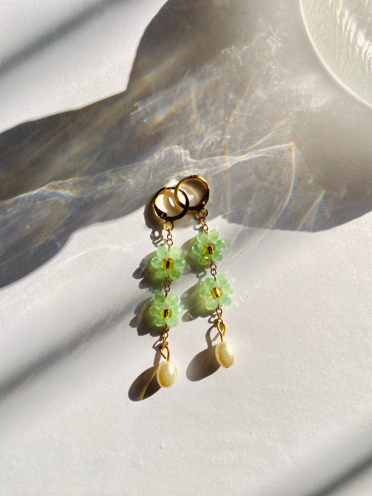 Green Gemstone Dangle Earrings