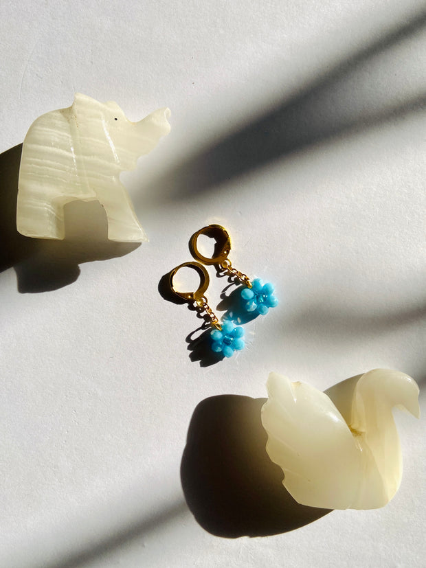 Sky Blue Flower Dangle Earrings