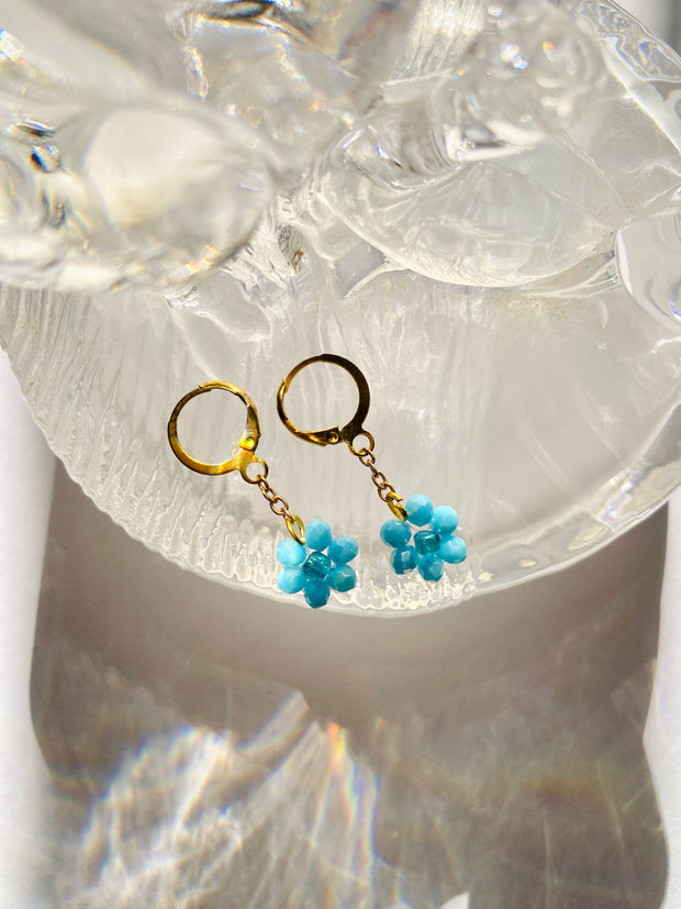 Sky Blue Flower Dangle Earrings