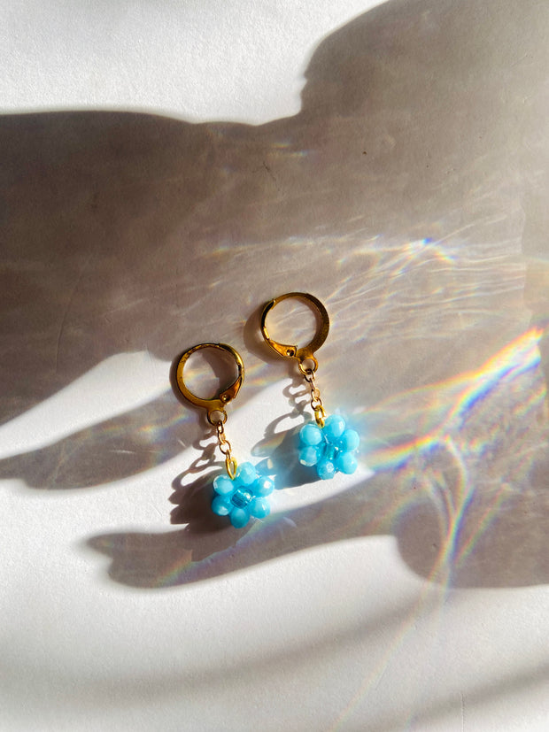 Sky Blue Flower Dangle Earrings