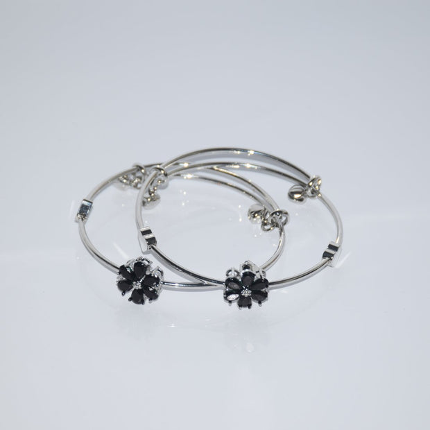 Elegant Flower Design Silver Bracelet for Girls/Women