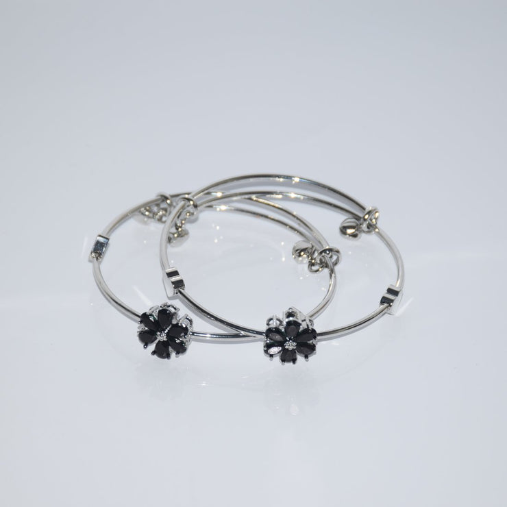 Elegant Flower Design Silver Bracelet for Girls/Women