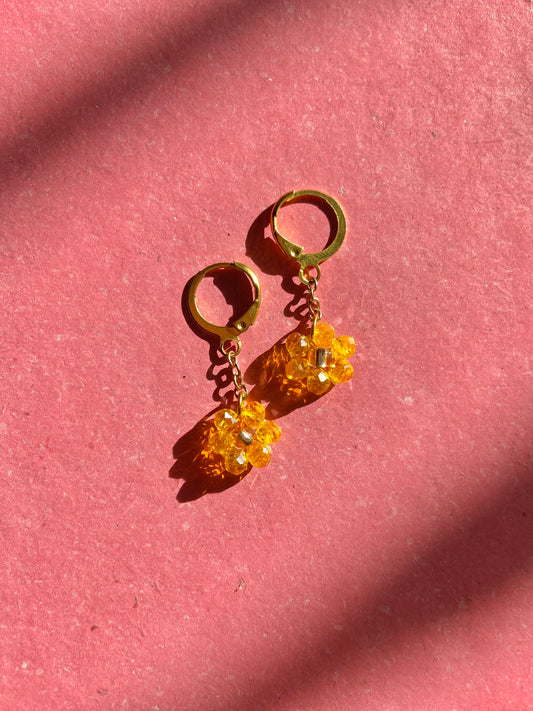 Luminous Gold Flower Drop Earrings