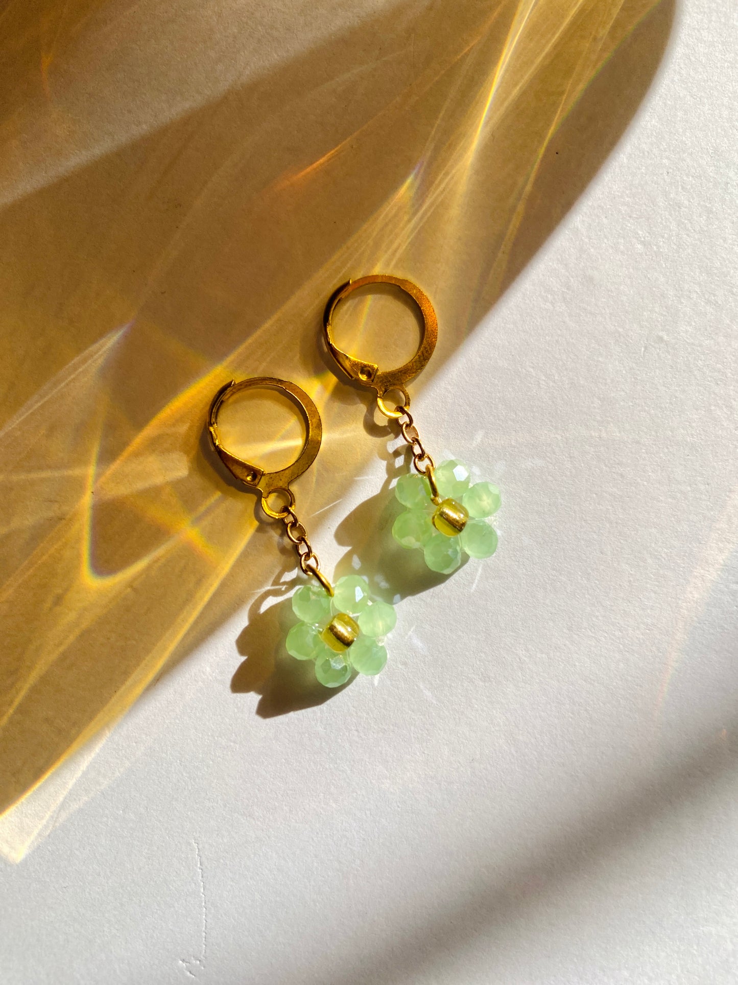 Mint Whisper Flower Drop Earrings